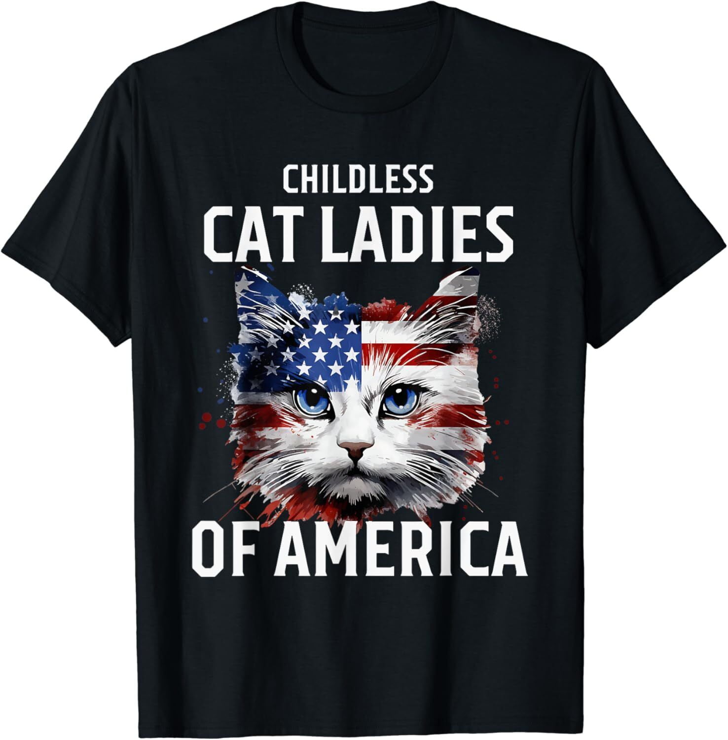 Childless Cat Lady Of America Kamala Harris 2024 US Flag Unisex TShirt
