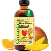 ChildLife Essentials Liquid Multivitamin & Mineral Essential Nutrients for Kids, Orange & Mango Flavor, 8 Fl Oz Bottle Pack of 1