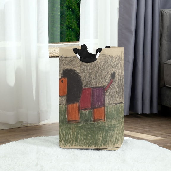 Childlike Abstract Lion Foldable Laundry Hamper 12.6x11x22.7in with Handles for Bathroom Bedroom Storage