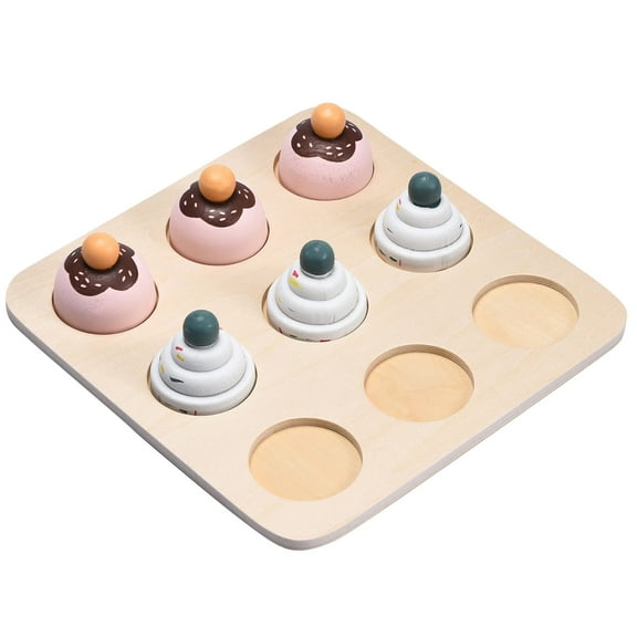 Childlike Behavior Toddler Toys Wood Puzzles - Montessori Toys to Learn Shapes, Colors, & Math Symbols for Preschool Kids, Boys & Girls - Early Educational Development (6 Cupcake pcs)