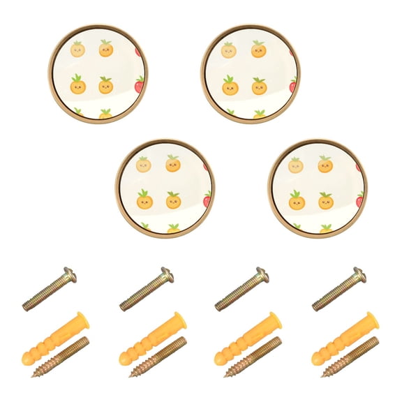 Childlike Fruit Pattern Design Cabinet Furniture Knobs Drawer Metal Pulls 1.26in Acrylic Zinc Alloy Dual Screw Set