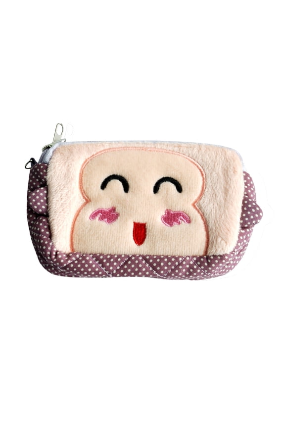 [Childlike Monkey] Embroidered Applique Fabric Art Wallet Purse/ Pouch Bag (5.9 X 3.7 X 1.1 inches)