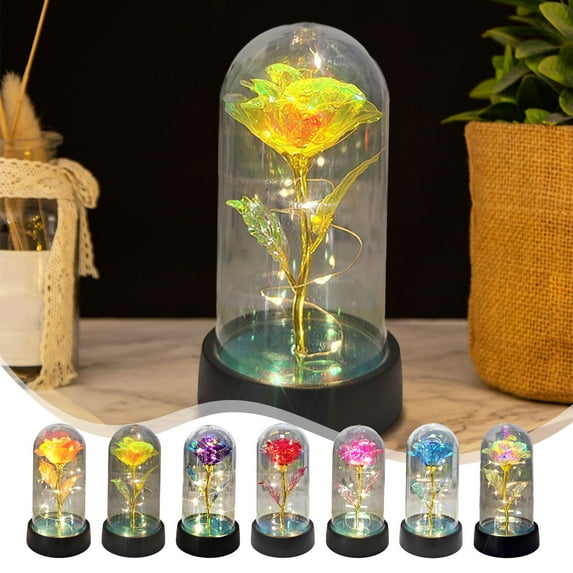 Childom Birthday Gifts for Women,Christmas Flowers Gifts for Her,Women,Wife,Grandma,Mom,Light Up Rose in Glass Dome,Colorful Rainbow Flowers for Christmas,Valentines,Birthday ,Anniversary