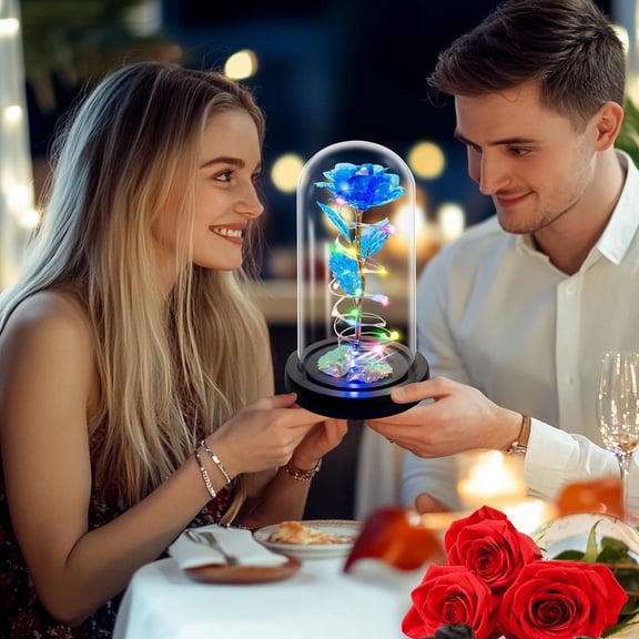 Childom Birthday Gifts for Women,Flowers for Delivery Prime,Colorful Rainbow Light Up Rose in A Glass Dome,Christmas Rose Gifts for Her Mom Women Wife Girl Grandma on Christmas Anniversary Valentines