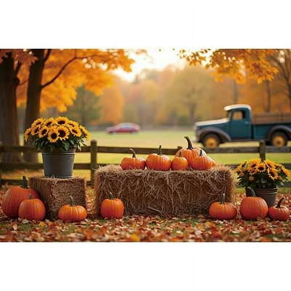 Childr Autumn Outdoor Photography Background Gard Park Pumpkin Scarecrow Haystack Backdrop Thanksgiving Studio Tools