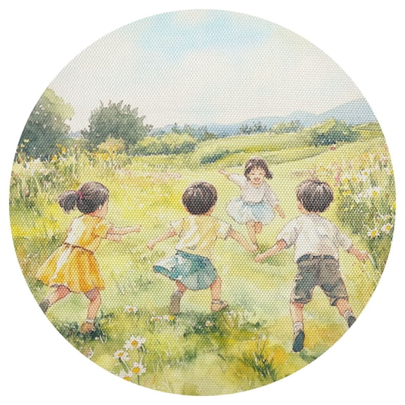 Children 15.4in Diameter PVC Plate Mat, Heat-Resistant and Cuttable, Kitchen Decor