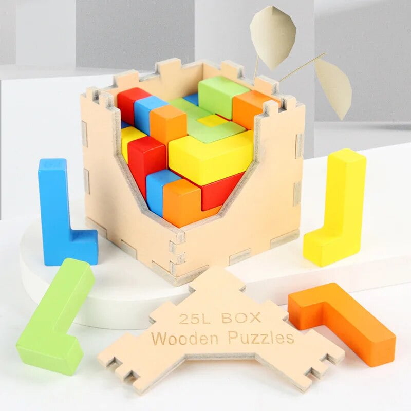 Children 3D Wooden Building Block Box Assembling Toy Adults Relieve ...