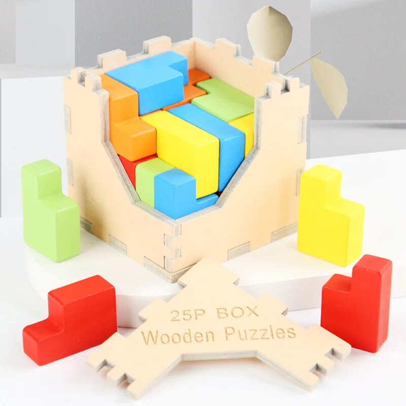 Children 3D Wooden Building Block Box Assembling Toy Adults Relieve ...