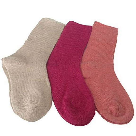 Children 6 Pairs Pack Wool Socks Solid Color Size 0M-1Y(Rose, Orange, Beige)