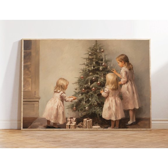 Children And Tree, Vintage Tree Poster, Wall Art, Room Wall Art, Room Decor,, Unframed Poster Size 12x18