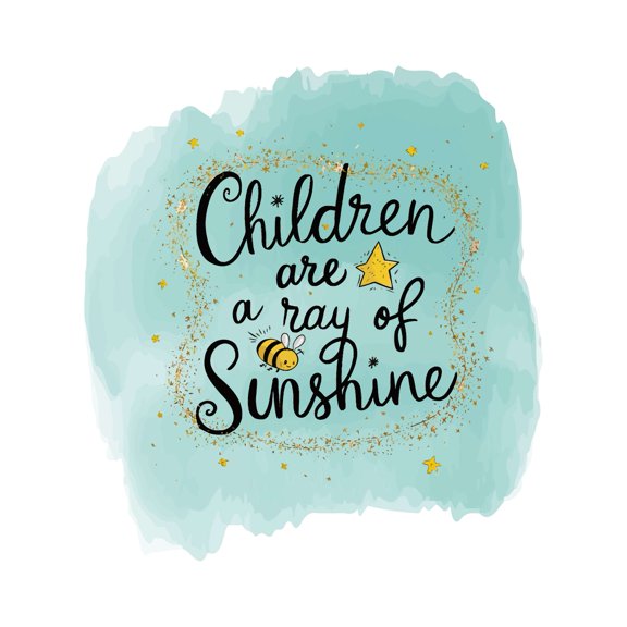 Children Are A Ray Of Sunshine Endearing Uplifting Magical Cheerful Quote Wall Art Sticker Designs Vinyl Stickers For Home House Walls Rooms Windows Bedroom Decoration Size (12x12 inch)