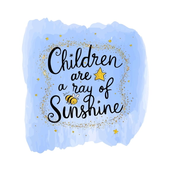 Children Are A Ray Of Sunshine Vibrant Lively Energetic Playful Bright Quote Wall Art Sticker Designs Vinyl Stickers For Home House Walls Rooms Windows Bedroom Decoration Size (12x12 inch)