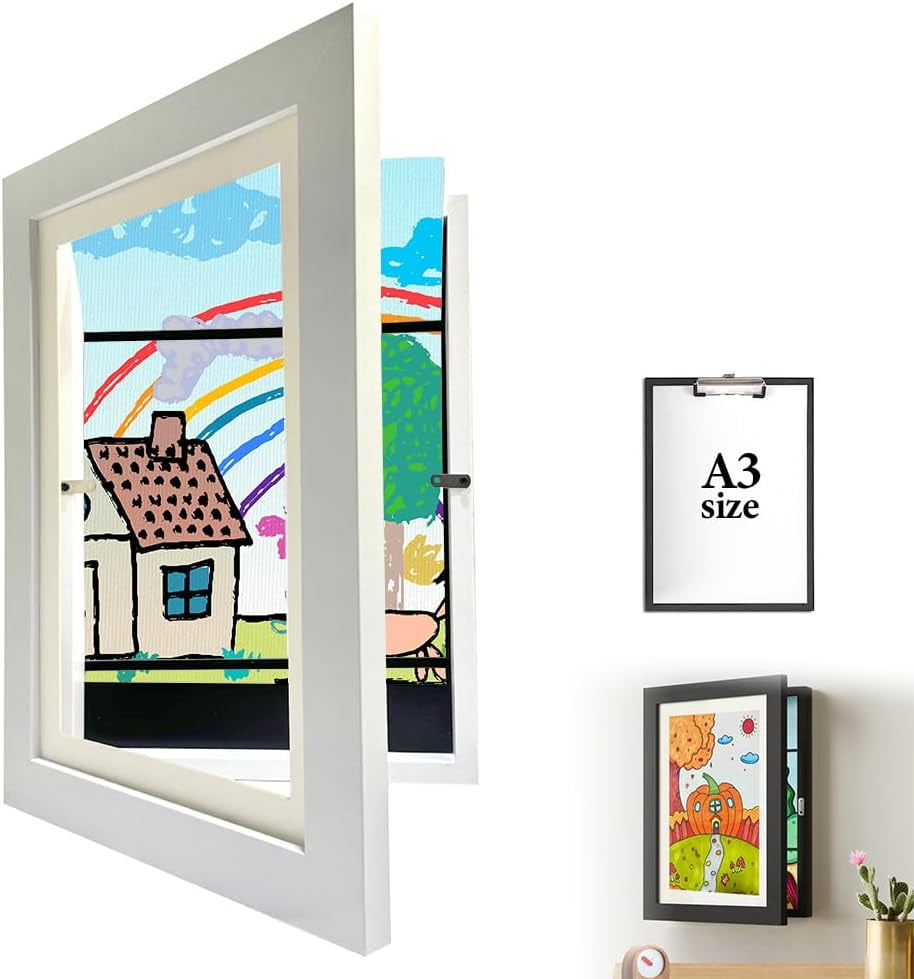 2-Pack Kids Art Frames 8.5x11 - Front Opening Display Frames, Holds Up To 50 Pieces, Light Green
