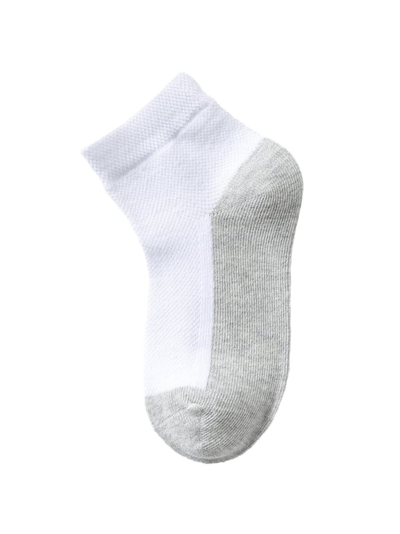 Children Athletic Quarter Socks, 1 Pair Crew Breathable Casual Socks, Boys Girls Sports Daily Cotton Ankle Sock Christmas Slipper Socks for Boy Gray 7Y