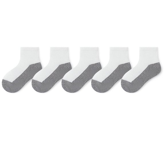 Children Athletic Quarter Socks, 5 Pairs Crew Breathable Casual Socks, Boys Girls Sports Daily Cotton Ankle Sock Winter Socks for Girls Gray 6-8Y