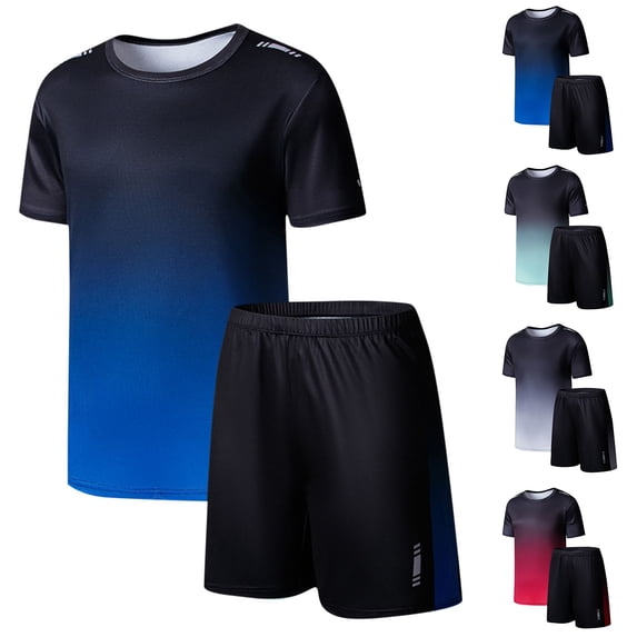 Children Athletic Two‑Piece Set, Solid Color Quick‑Dry Short Sleeve Shirt and Elastic Waist Shorts, Outfit for Multi‑Scene Sports | TruHer,Gray 14 Years