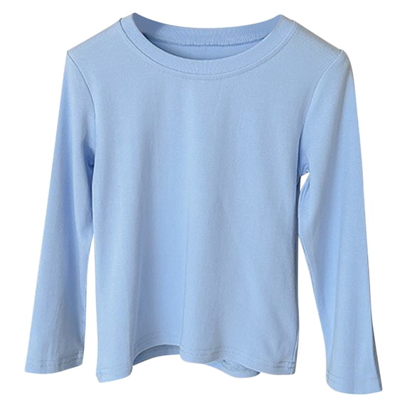Children Basic Long Sleeve Layering Tees Crew Neck Soft Cotton Pullover T-Shirt Kids Fall Tops 90