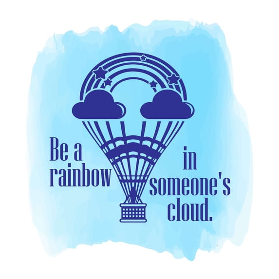 Children Be A Reainbow In Someones Cloud Uplifting Quote Wall Decal Decoration Hot Air Balloon Adventure Beautiful Rainbow and Stars Lasts Years and Easily Removable - Size: 27 In(W) x 30 In(H)