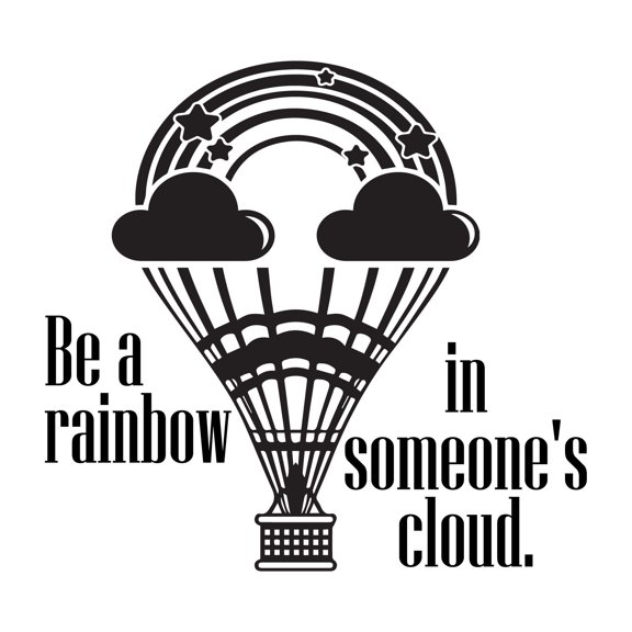 Children Be A Reainbow In Someones Cloud Uplifting Quote Wall Decal Decoration Hot Air Balloon Adventure Rainbow Silhouette Lasts Years and Easily Removable - Size: 30 In(W) x 27 In(H)
