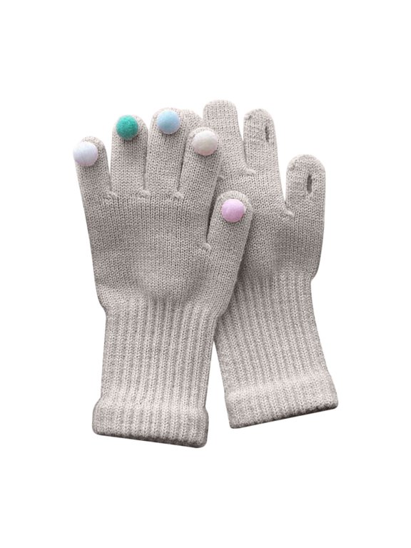 Children Bead Pattern Knitted Mittens, Cozy Outdoor Warm Gloves