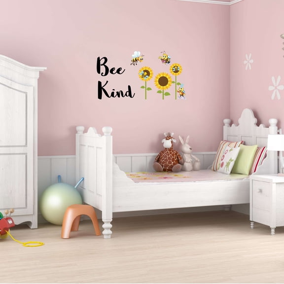 Children Bee Kind Cute Quotes & Sayings Wall Decal Decoration Motivational Kind Quote Vinyl Wall Art Decal Lasts Years and Easily Removable - Size: 20 In(W) x 12 In(H)