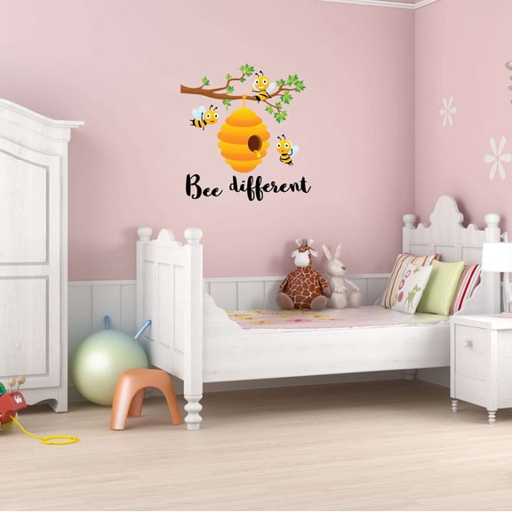 Children Bee different Cute Animal Wall Decal Decoration Cute Honey Bee's flying around Beehive Wall Decal Lasts Years and Easily Removable - Size: 9 In(W) x 10 In(H)