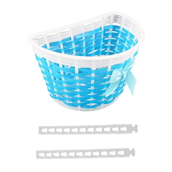 Children Bike Basket Kids Bicycle Front Basket with Ribbon Bow Handmade Woven Storage Basket for Toddlers Boys Girls Durable Easy to Install Bicycle