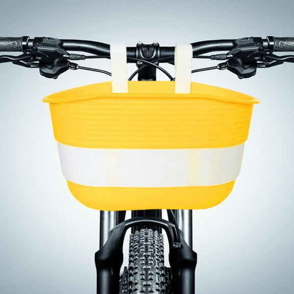 Children Bike Basket Removable Portable Sundries Container Carrying Front Handlebar Basket for Cycling Camping Shopping Yellow