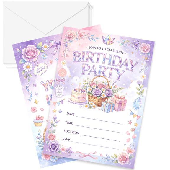 Children Birthday Party Essential Invitations, 20 FillIn Cards with Envelopes, 5x7 SizeBIRTHDAY CAR053