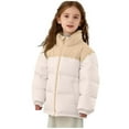 thumbnail image 1 of Children Boy Girl Collared Neck Lounge Down Jackets Coats for Child Long Sleeve Color Block Kawaii Warm Thick Puffer Basic Winter Fall Outfits 2026 5 Years, 1 of 7