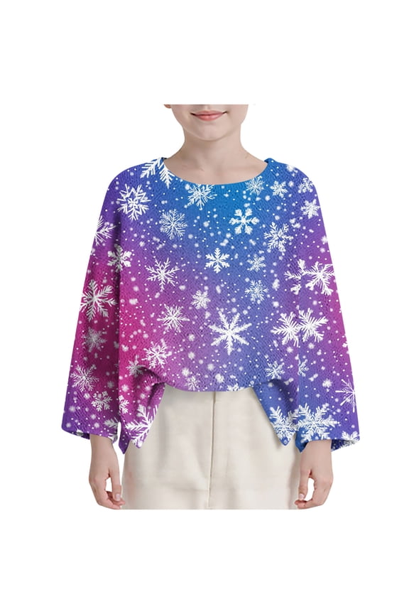 Children Boy Girl Crew Neck Happy Festival Christmas Lounge Outfits Sweatshirt for Kid Long Sleeve Graphic Loose Fit Crochet Knit Winter Fall 2025