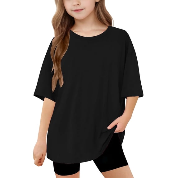 Children Boy Girl Cute Plain T Shirts Loose Fit Tee Tops for Kid Short Sleeve Crewneck Brunch Summer Fall Tee Shirt 2026 Soft Comfy Clothes 6 Years