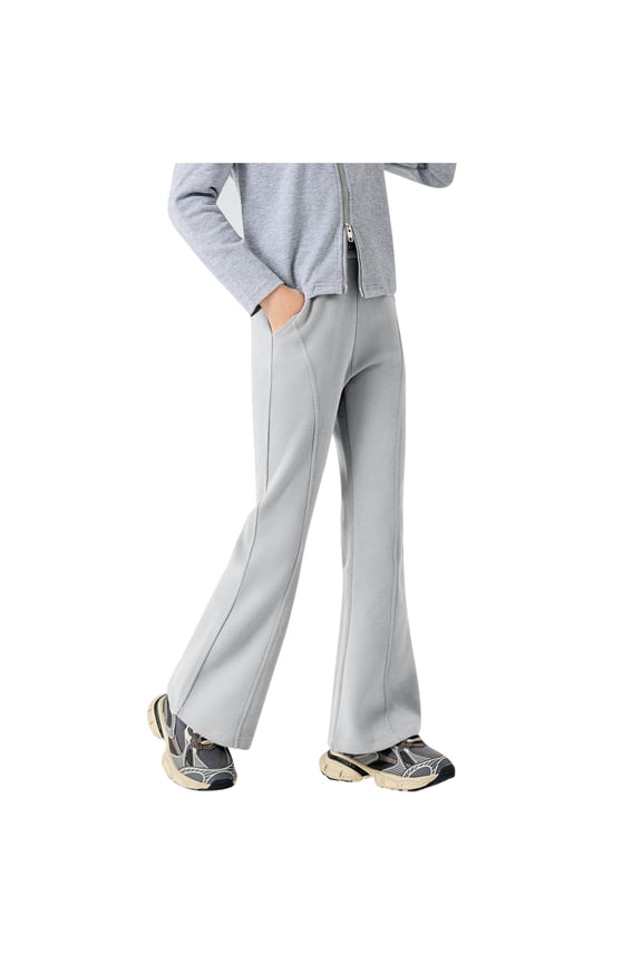 Children Boy Girl Flare Wide Leg Plain Long Bootcut Leg Trousers Pants for Kid Brunch Summer Fall Trousers Pants 2026 Clothes Fashion Y2K 5 Years