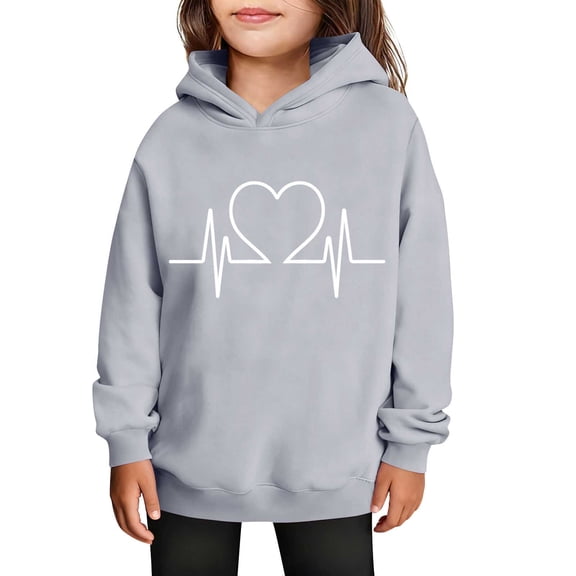 Children Boy Girl Happy Gift Valentines Lounge Long Sleeve Hood Outfit Sweatshirts for Kid Fleece Lined Wool Lover Oversized Cute with Hood Winter Fall 2026 7 Years