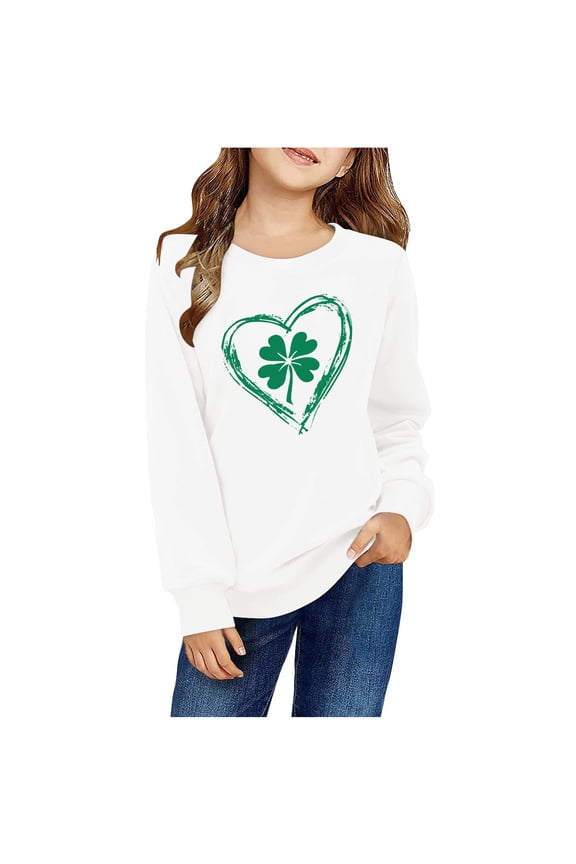 Children Boy Girl Long Sleeve Print Outfit Sweatshirt for Kid Crew Neck Happy Gift St Patricks Day Pullover Cute Winter Fall Outfit 2026 Clothes Fashion 2 Years
