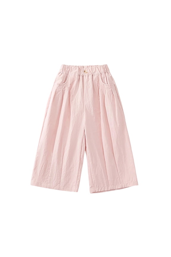 Children Boy Girl Lounge Button Up Trousers Pants for Kid Loose Fit High Waisted Flare Bell Bottom Plain Long Boot Cut Leg Fall Summer 2026 Clothes 3 Years