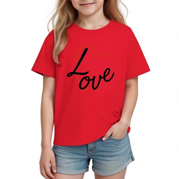Children Boy Girl Short Sleeve T Shirts Lover Graphic Tee Tops for Child Happy Gift Valentines Day Lounge Cute Fall Summer Shirts 2026 Clothes 9 Years