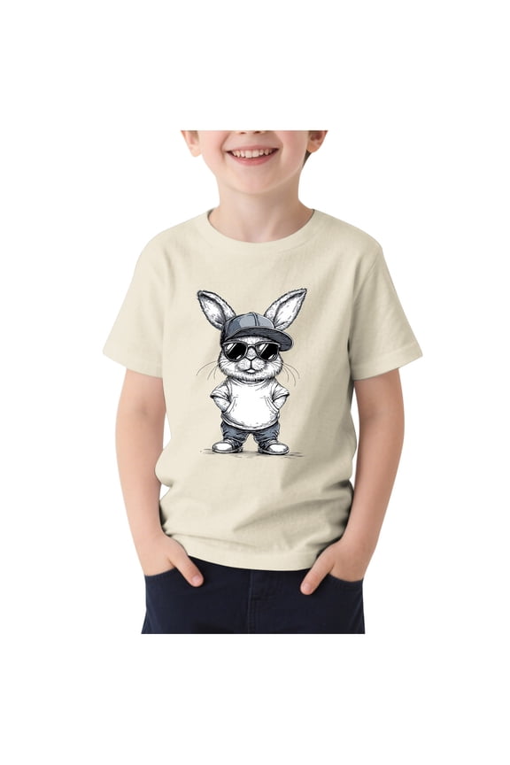 Children Boy Girl Short Sleeve Tshirts Graphic Loose Fit Tops Tee for Child Crewneck Sport Gym Easter Egg Casual Cute Animal Bunny Summer Fall Shirts 2026
