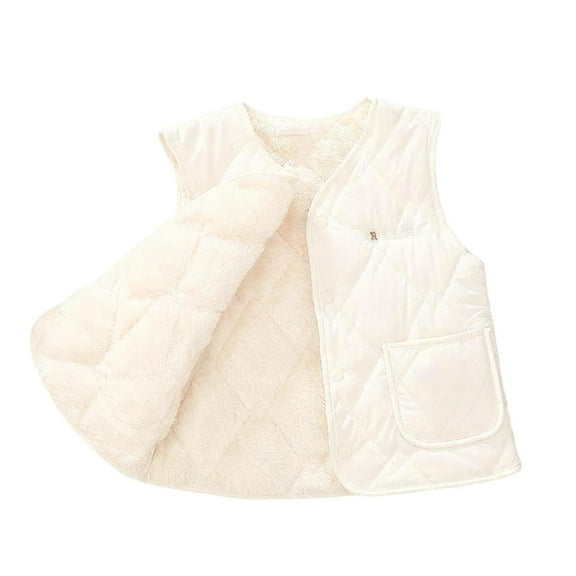 Children Boy Girl Sleeveless Vest Jacket Outfits for Kid Velvet Casual Camisole Tank Warm Thick Fuzzy with Hood Plain Fall Winter Outfits 2026 Clothing Y2K 1 Year