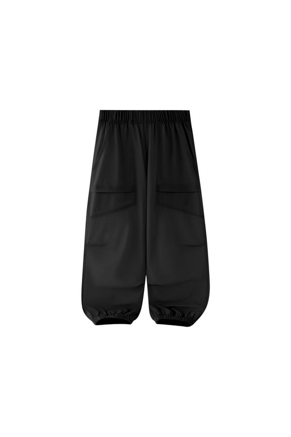 Children Boy Girl Slim Tunic Trousers Pants for Child Work Cargo Sport Athletic Casual Running Going Out Thin Plain Long Leg Summer Fall 2026 Clothing Fashion