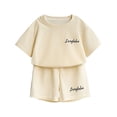 thumbnail image 1 of Children Boy Girl Top Shirts Trousers Pants Sets for Child Workout Gym Match Brunch Jogger Crochet Straight Leg Elastic Waist Summer Fall T Shirts Sets 2026 1 Year, 1 of 3
