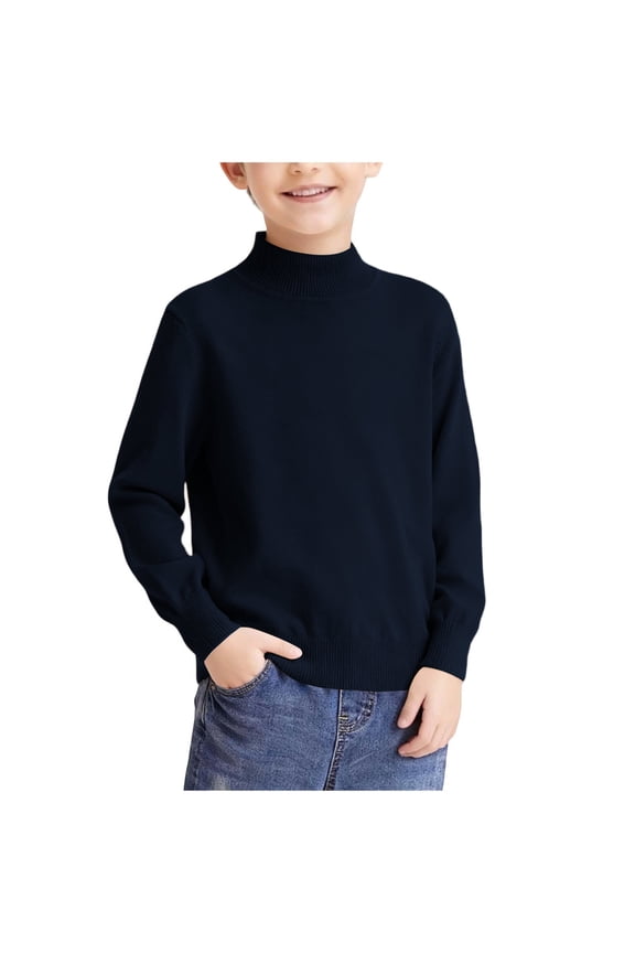 Children Boy Girl Turtleneck Mock Neck Sweater Fleece Lined Wool for Child Crochet Thermal Fuzzy Knit Winter Fall 2026 Clothing 2 Years