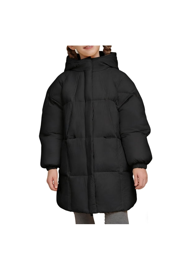 for Children Boy Girl Winter Fall Spandex Long Warm Thick Puffer with Hood Basic Padded Jacket Hood Coat Kid 2026 Soft Comfy Clothes Trendy Country Concert