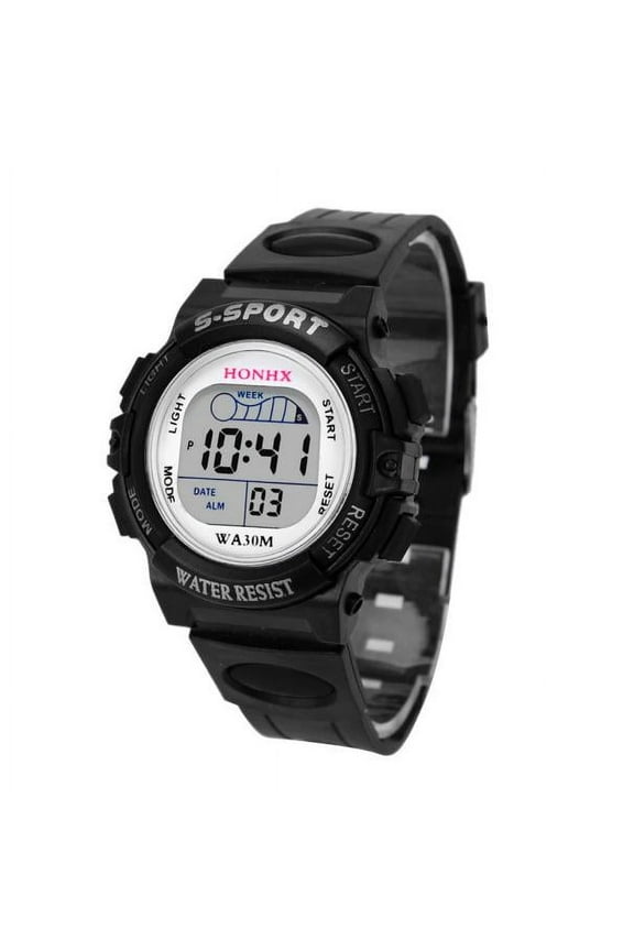 Children Boys Digital Led Sports Watch, Kids Alarm Date Watch With Week Display, 30M Water Resistant, Light & Stopwatch For Outdoor Activity Gift (1Pc)