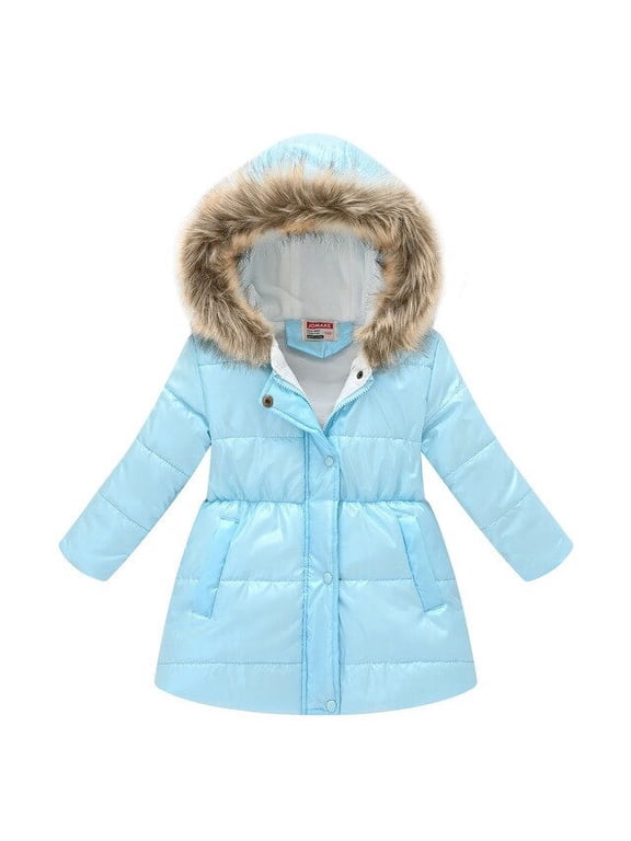 Children Boys Girls Down Coat Winter Autumn Thicken Woolen Hooded Cotton-padded Parka Coat Warm Jackets Toddler Kids Outerwear