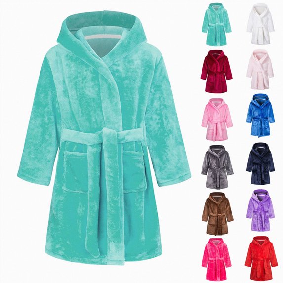 Children Boys Girls Fashion Bathrobe Soft Cozy Hooded Robe Cloth Bathrobe