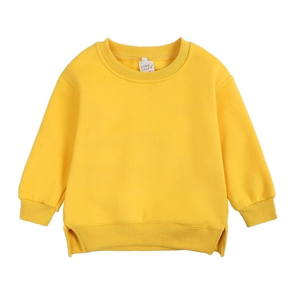 Children Boys Girls Fleece Hoodie Solid Color Crewneck Long-Sleeved T-Shirt Newborn Hoodies Go with for 6M-6T
