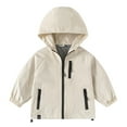 thumbnail image 1 of Children Boys Girls Rain Coats Casual Long Sleeved Waterproof Hooded Jackets Windbreaker Comfortable Lightweight Jacket Beige 2 Years, 1 of 4
