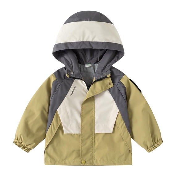 Children Boys Girls Rain Coats Casual Long Sleeved Waterproof Hooded Jackets Windbreaker Comfortable Lightweight Jacket Green 2 Years