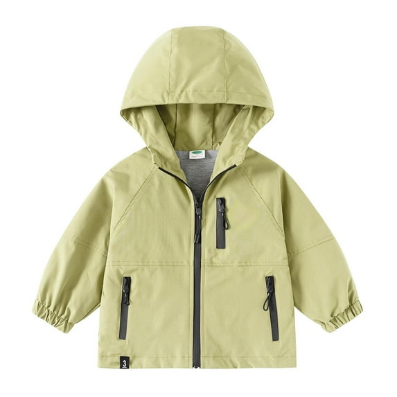 Children Boys Girls Rain Coats Casual Long Sleeved Waterproof Hooded Jackets Windbreaker Comfortable Lightweight Jacket Green 5 Years